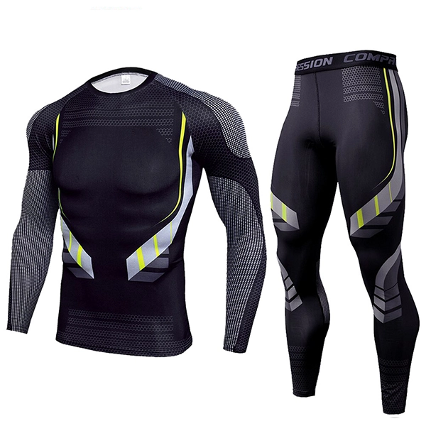 Conjunto de compressão, roupas esportivas de ginástica, roupas esportivas para homens, rashguard, calças de compressão, manga comprida masculina