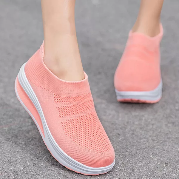 tênis femininos, tênis slip-on, tênis com sola grossa, tênis de malha, sapatos vulcanizados