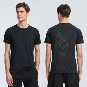 T-shirt de homem, t-shirt de ginásio, t-shirt de desporto, t-shirt de corrida, t-shirt de treino, t-shirt de secagem rápida, t-shirt respirável