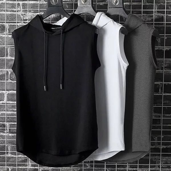 Camiseta sem mangas, regata com capuz, regata de academia, camiseta de treino, regata esportiva, camiseta com capuz, regata de fitness
