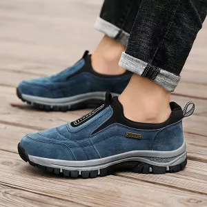 Tênis de caminhada, sapatos slip-on, tênis slip-on, tênis de caminhada, sapatos de couro de camurça, sapatos antiderrapantes