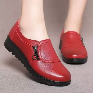Sapatos Femininos de Couro Genuíno Sem Cadilho
