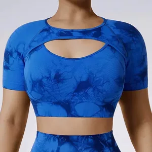 Top Crop Feminino de Manga Curta para Esportes