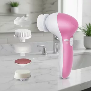 Escova Facial Elétrica para Limpeza de Poros e Esfoliação de Pele com 5 Cabeças