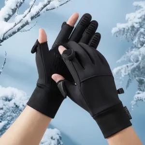 Luva Inverno Impermeável com Forro em Fleece, Tela Touch e Dedos Flip
