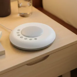 Gerador de Ruído Branco Portátil e Compacto com Sons Relaxantes e Luz Noturna
