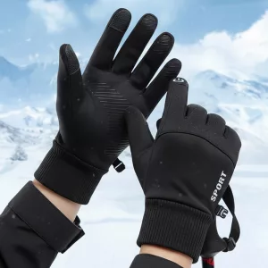 Luvas de inverno quentes, isoladas, à prova d'água, forradas em fleece e compatíveis com tela sensível ao toque para esportes ao ar livre