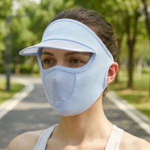Máscara facial respirável com viseira e proteção UV