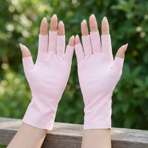Luvas de seda de gelo com proteção UV e meio dedo