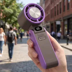 Mini Ventilador Portátil Dobrável Recarregável de Mão com Cordão