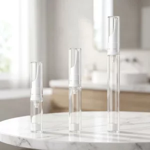 Kit de viagem com 3 frascos transparentes com bomba