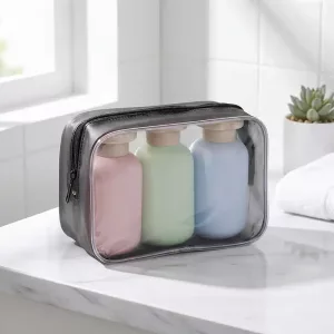 Conjunto de 3 frascos dispensadores com bolsa de viagem